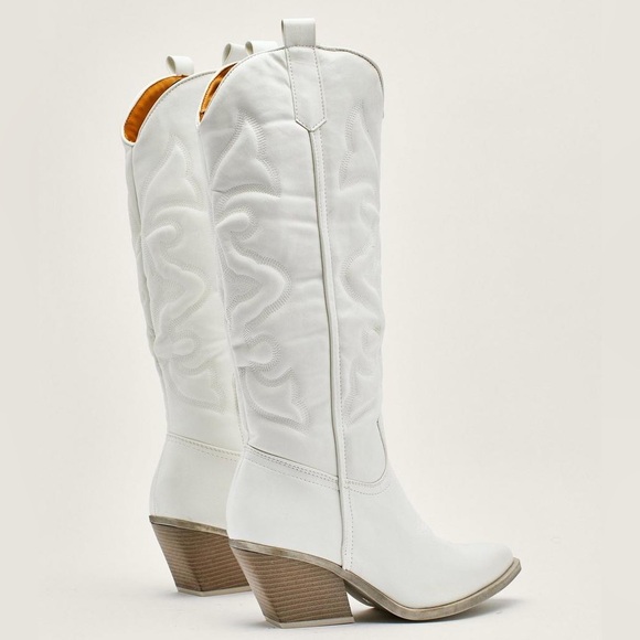 Women’s Faux Leather Knee High Cow Boy Boots sz 8 - Picture 1 of 9